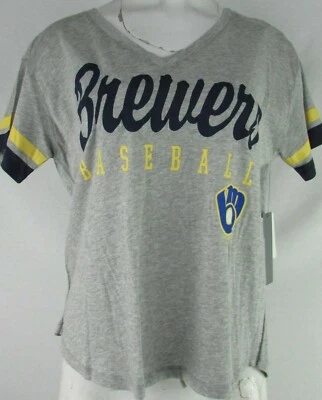 Milwaukee Brewers MLB Touch Women's Gray Short Sleeve V-Neck T-Shirt  - Image 1 of 4