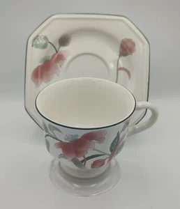 Mikasa Silk Flowers F3003 Footed Cup & Saucer Set - Picture 1 of 9