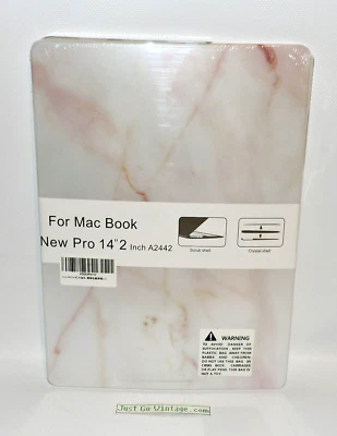 MacBook Pro 14 A2442 白色大理石硬塑料外壳 带粉色键盘保护膜,全新 — 第 1/4 张图片