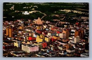 Postkarte Vintage Luftaufnahme San Diego Kalifornien Stadt Gebäude So Cal - Bild 1 von 2