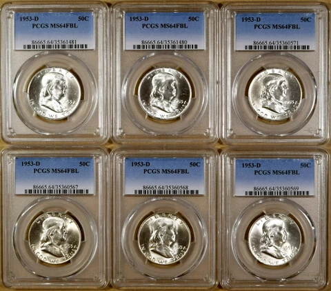 1953-D PCGS MS64 FBL Franklin Half Dollar - 95+% White Cover