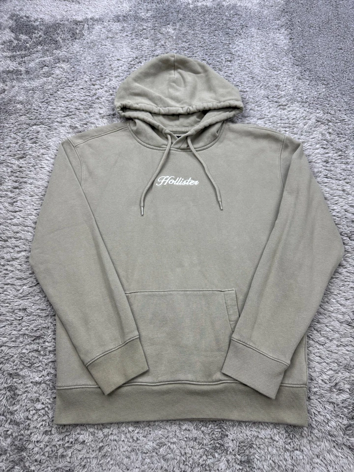 Hollister Sudadera con Capucha Hombre Mediana Verde Oliva Polar Peso Pesado Pullover Sudadera Foto 1 de 4