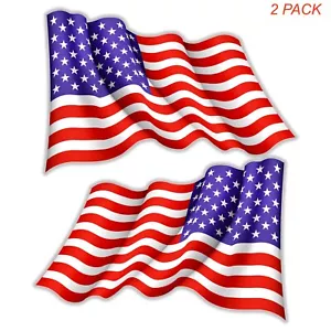 2 Pack American Wavy Flag Reverse Sticker USA Vinyl Decal Bumper Truck Window - Picture 1 of 4