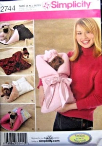 SEW PATTERN SMALL DOGS CARRIER BED BERET BONNET HAT SIMPLICITY 2744 OUT OF PRINT - Picture 1 of 2