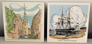Screen Craft 70's Boston Old North Church / Old Ironsides Wall Tiles Trivets 6x6 - Picture 1 of 12