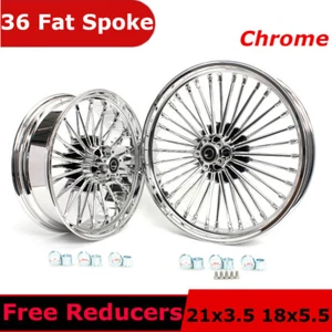 21" 18" Front Rear Wheels Rim Fat Spoke for Harley Softail Fatboy Deuce Springer - Bild 1 von 12