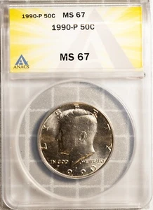 1990-P 50c Clad John F Kennedy Half MS 67 ANACS # 7351656 + Bonus 0 Finer - Picture 1 of 2