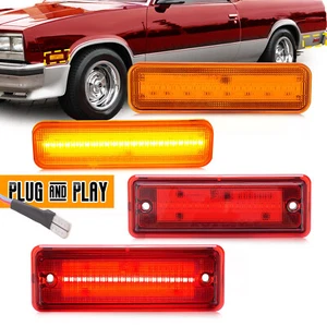 Amber/Red LED Side Marker Parking Lights Set For El Camino & Caballero 78-87 - Picture 1 of 24