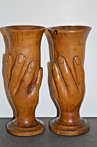 2 Hand Carved Pitcairn Island Wood Goblets, Signed ,Mutiny On Bounty, c1980-2004 - Picture 1 of 8