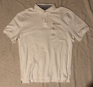 Tommy Hilfiger Herren Poloshirt Large Weiß Neu mit Etikett 100% Baumwolle Golf Cambodia Logo - Bild 1 von 13