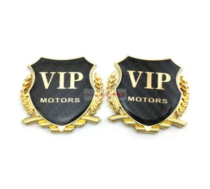 Carbon Fiber VIP Gold Metal Side Trunk Badge Emblem Sticker For Cadillac Buick - Picture 1 of 8