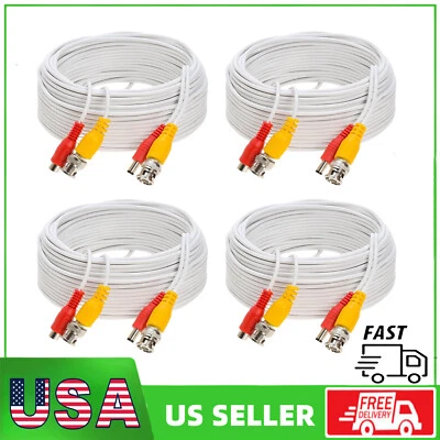 4x60/100ft CCTV Security Camera Extension Cable BNC Video Power Cable DVR System - Image 1 of 4