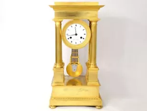 Pendule portique à colonnes bronze doré Flocard Paris Empire clock XIXème - Bild 1 von 1