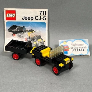 RARE LEGO Jeep CJ-5 & Trailer Set 711-1 + Instructions, Incomplete No Box, 1977 - Picture 1 of 24