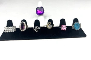 VTG to NOW Variety Lot of Rhinestone Encrusted Plain Metal cocktail retro Rings - Picture 1 of 22