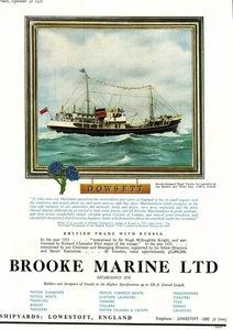 Original 1956 Advert for BROOKE MARINE Ltd. Shipyards Lowestoft Vintage Print Ad - Picture 1 of 1