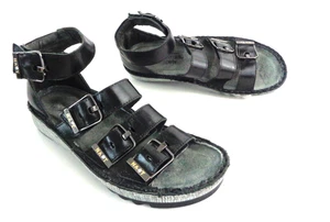 NAOT 37 US 6.5M Black Leather Closed Heel & Ankle Strap & Rhinestones Sandals - Picture 1 of 9