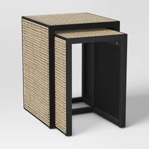 Square Nesting Accent Table Set Black/Natural by Threshold - Picture 1 of 5