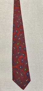 Polo by Ralph Lauren Men’s Tie, 100% Silk, Red Paisley w/Green/Blue/Yellow, 58” - Picture 1 of 10