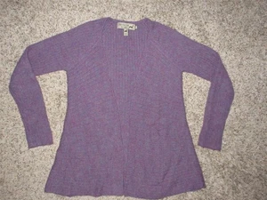 PERUVIAN LINK 100% ALPAKA OPEN FRONT CARDIGAN PULLOVER LILA GERIPPT GR. S/M - Bild 1 von 5