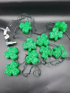 Vintage St. Patrick's Day String Popcorn Lights Lites Shamrocks Clovers 10 Count - Picture 1 of 4