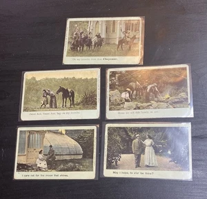 Antiguo Lote 5 Postales Salvaje Oeste y Romántico Incl de la Serie DeWitt Wheeler - Imagen 1 de 2