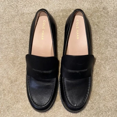 Zapatos mocasines Cole Haan Camea Lug para mujer talla 8,5 B cuero negro clásico centavo Foto 1 de 4