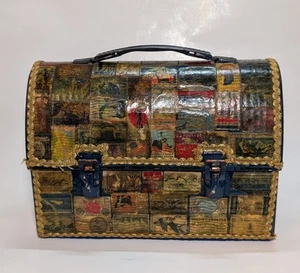 Vintage Decoupage Postage Stamp Purse American History Postage Lunch Box - Picture 1 of 13