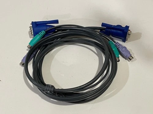 6' 3-in-1 KVM Switch Kabel 6 Pin PS/2 Tastatur Maus & HD15 VGA Stecker auf Buchse - Bild 1 von 1