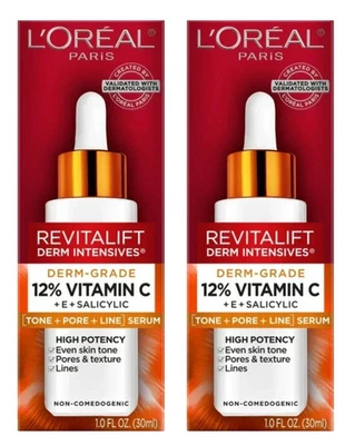 Lote de 2 L'Oreal Paris Revitalift 12% Vitamina C + E + Suero Salicílico 1 oz Cada uno Foto 1 de 4