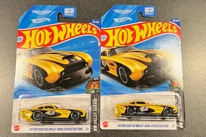 New 2025 Hot Wheels Lot Of 2** Aston Martin DB4GT High-Speed Edition #107 Yellow - Picture 1 of 5
