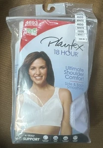 Playtex 18 Hour #4693 Wirefree 46DD Ultimate Shoulder Comfort Bra White 2 Ava - Picture 1 of 10