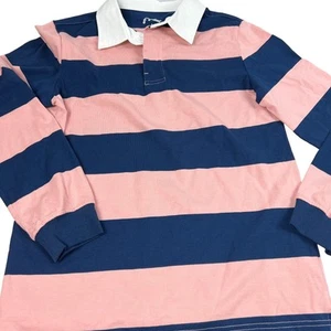 Art Class Kids' Pink and Navy Striped Long Sleeve Rugby Polo - Size Large - NWT - Picture 1 of 8