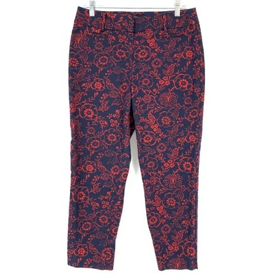 Pantalones para mujer Ann Taylor Loft talla 4 recortados Julie Fit Riviera rojo azul Foto 1 de 4