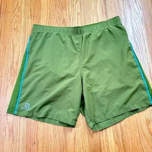 Salomon grün/blau Training Trail Run gefütterte Sportshorts Herren Größe Large - Bild 1 von 10