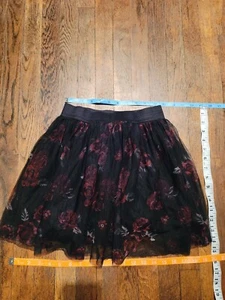 Girls sz L 14 Tutu Skater Skirt Black Red Roses by Arizona Jean Co  - Picture 1 of 9