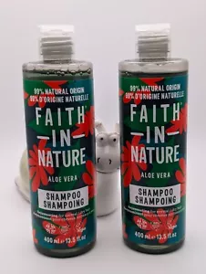2 x FAITH IN NATURE Organic Aloe Vera Soothing SHAMPOO 400 ml Normal Dry Hairy - Picture 1 of 9
