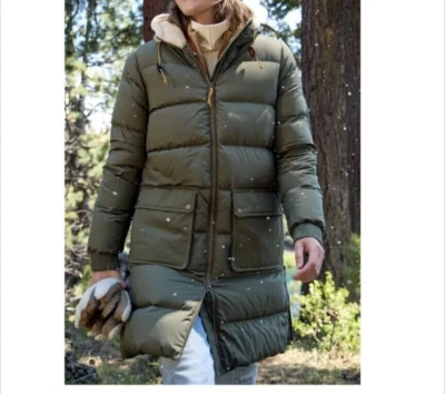 LL Bean Womens SMALL Mountain Classic Down Coat Sherpa Lined Parka Green NWT - Image 1 of 4