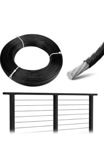 Muzata 300ft Black Vinyl Coated Wire Rope 1/8" Overmolded to 3/16" for 1/8" WR17 - Picture 1 of 7
