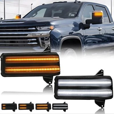 For 20-24 Chevy GMC 2500 3500 Smoked Switchback Sequential LED Side Mirror Light - Image 1 of 4
