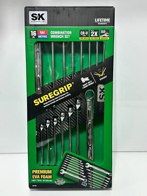 "Juego de llaves combinadas SK Tools 16 piezas SUREGRIP, espuma, métrico 8-19 mm SAE 3/8-3/4""" Foto 1 de 4