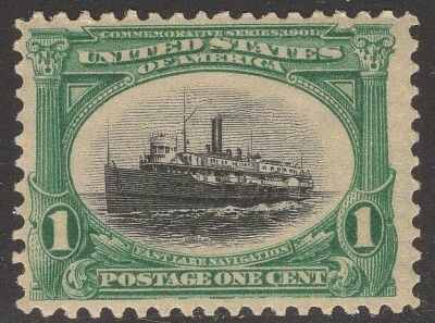 #294 VF-MNH OG-1¢ Pan-American series Fast Lake Navigation Lovely! (REM #294-3) - Image 1 of 2
