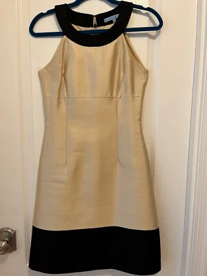 Antonio Melani Women's Halter Sheath Taffeta Dress Size 2 Color Ivory/Black Used - Image 1 of 4