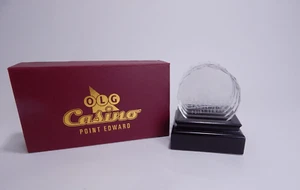 OLG Casino Point Edward Glass 4 Coaster Set With Plastic/Resin Coaster Holder - Picture 1 of 4