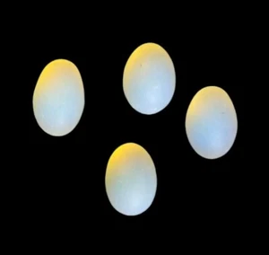 Set of 4 Glass Opalescent Egg Decor Glow Yellow On Ends to Naked Eye 1.75"x1.25" - Picture 1 of 4