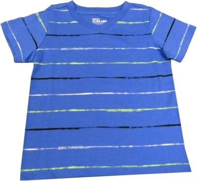 Epic Threads Boys V-Neck Stripes  T-Shirt Blue 4T/4 (38-41" 32-37lbs) - Image 1 of 3