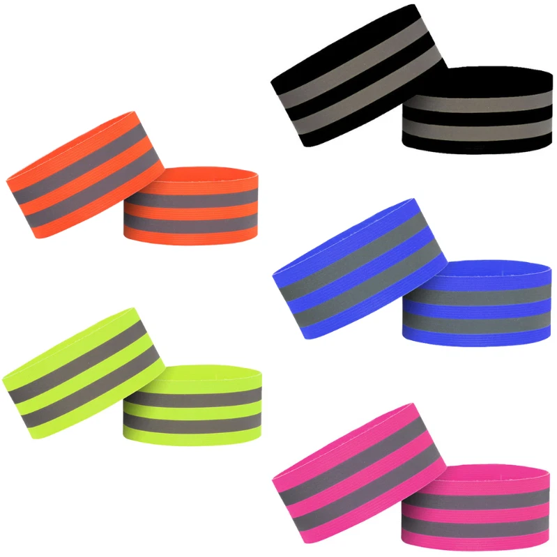 2 x Reflective Hi-Vis Armbands Ankle Straps Adjustable Cycling Stretch Running - Image 1 of 1