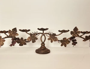 Metal Bronze/Black 5 Tea Light Candle Holder Centerpiece 25”Antiqued Grape Leaf - Picture 1 of 12