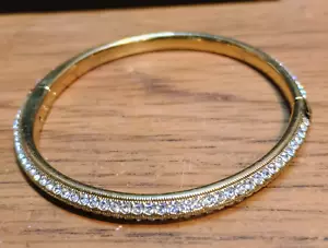 Crystal Pave' Hinge Gold Tone Bracelet Signed "N" in Excellent Condition - Picture 1 of 10