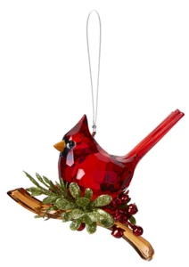 ROTER KLASSISCHER KARDINAL GLAS VOGEL handgefertigte hängende Figur Geschenk - 3 B x 7" H - Bild 1 von 2